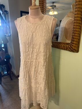 Speechless Cream Lace Sleeveless Mini Dress